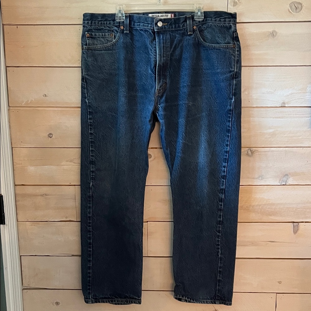 Levi's 505 Dark Wash Regular Fit Blue Straight Jeans 42 x 30